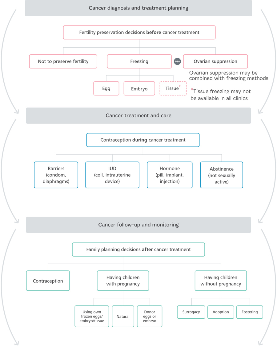 Linking fertility options for women before, during and after cancer treatment